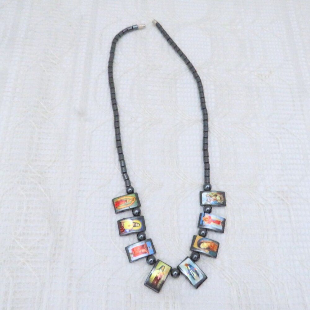 Icon Necklace 18 inches Hematite Bead for Women's Gift Casual